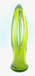 Vintage Handblown MCM Art Glass Lemon Stretch Glass Basket/vase