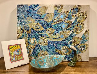Beautiful Large Mosaic Peacock Art And More!