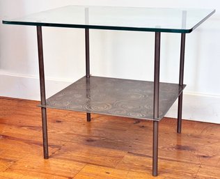 A Post Modern Italian Steel And Glass Side Table