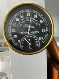 Vintage Abbeon Cal. Inc. Hygrometer & Thermometer In Brass Case, Retails For $321