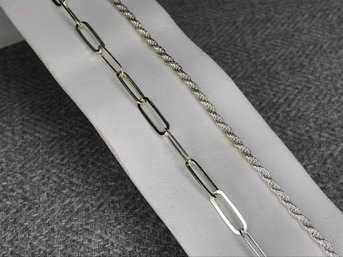 Two Brand New Layered Look Bracelets - Both Sterling Silver / 925 - Made In Italy - Figaro & Rope Bracelets