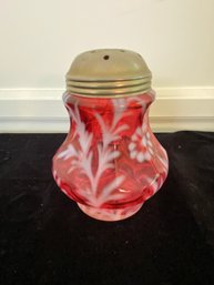 LG Wright By Fenton Cranberry Glass Sugar Shaker