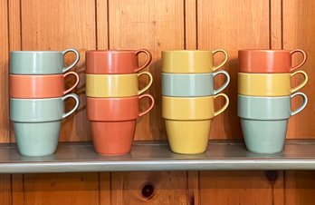 A Set Of 12 Crate & Barrel Coffee Mugs