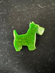 Vintage Bakelite Adorable Green Scotty Dog Pin