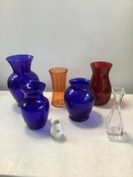 Mixed Colored Glass Vase Lot