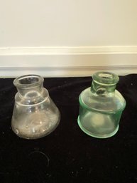 Pair Of Antique Glass Ink Wells