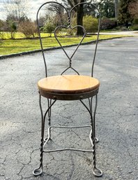 A Vintage 'Ice Cream' Chair With Wood Seat