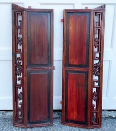 A Pair Of Antique Chinese Furniture Panels - Great Wall Art Or For Repurposing!