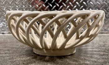 Ceramic Basketweave Bread Basket