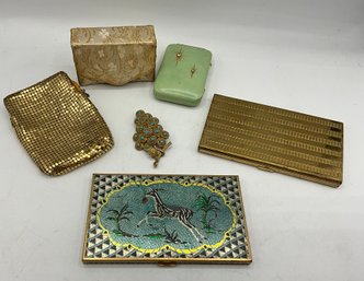 Vintage 6 Pc Lot ~ Mesh Cigarette Case, Volupte Cigarette Case, HAR Brooch & More ~