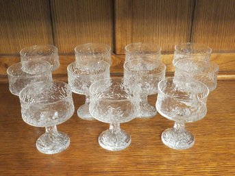 Set Of 11 'Impromptu Clear' Champagne Or Tall Sherbet Glasses By Lenox Crystal - Retired/Discontinued