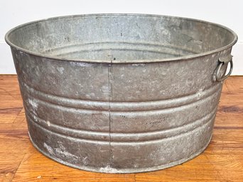 A Galvanized Steel Feed Or Water Bucket - Great For Drinks At A Party!