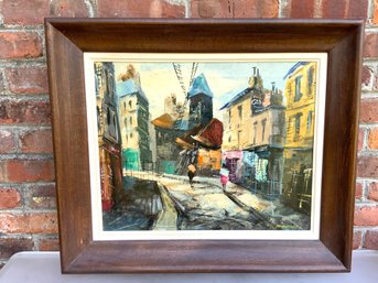 Mid Century European Street Scene On Canvas, By Jacques Marchand