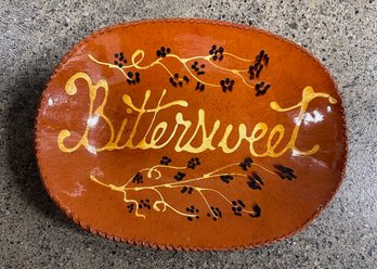 Bittersweet Redware Plate, Turtle Creek Pottery, Signed