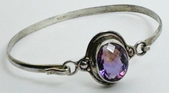 VINTAGE STERLING SILVER AND FACETED AMETHYST BRACELET