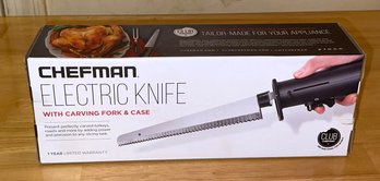 New In Box Chefman Electric Knife With Carving Fork And Case