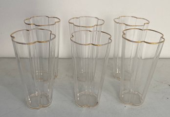 Six Delicate Clover Shaped Glasses