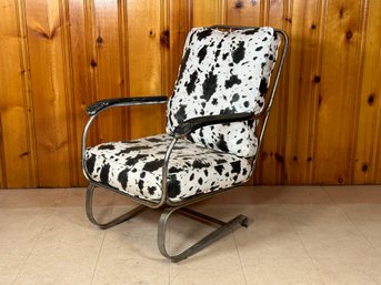 An Authentic 1930s Art Deco Machine-Age Springer Chair By KEM For Lloyd  Loom