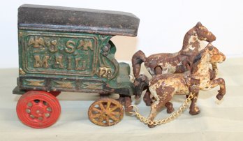 Cast Iron Mail Carriage And Horse