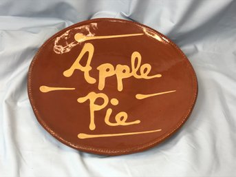 Wonderful Antique Style Redware APPLE PIE Plate / Platter - YRP - 1988 - Very Well Done -  No Damage !