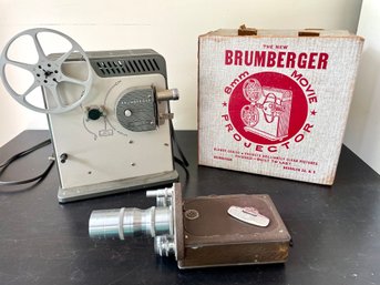 Brumberger 8mm Movie Projector ~ Model 1503 And Bell & Howell Auto Master 16mm Movie Camera