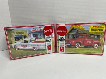 Pair Of AMT,  Coca Cola Trucks. Ford 53' And 60' Ford. 1/25 Scale Model Kits (#31)