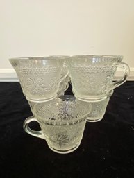 Indiana Tiara Chantilly Pattern Clear Glass Tea Cups