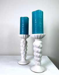 Turritella Sea Shell Candle Pillars With Battery Operated Candles