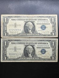 2 $1 Silver Certificates 1957-A, 1957-B