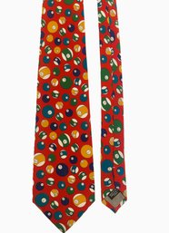 Fendi Cravatte Red Silk Pool Ball Tie