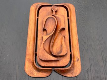 An Original Vintage Modern Carved Wood Artwork