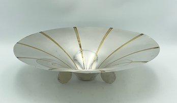 Large Art Deco WMF Germany Ikora Silverplate And Brass Bowl