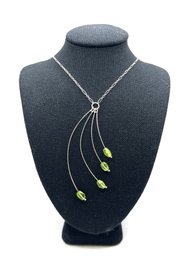 Lovely Sterling Silver Green Beaded Necklace