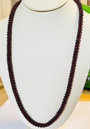 VINTAGE NATURAL GARNET ROPE NECKLACE