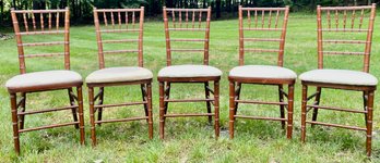 Vintage Faux Bamboo Dining Side Chairs (5)