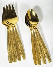 Four Salad Sets Gilded Silver  Marked VS Spoons And Forks MCM