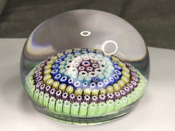 Beautiful Vintage Millefiori Paper Weight - Amazing Color And Depth - Clearly Made My Skilled Master Worker