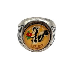 Retro Sterling Silver Adjustable Stinky Ring, Size 6