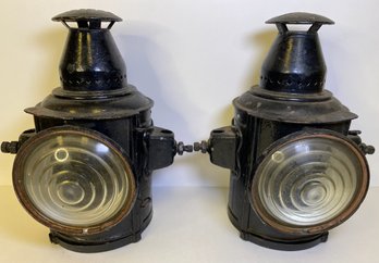 Pair Of Vintage Adlake Railroad Lanterns (2)