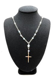 Vintage Sterling Silver Beaded Cross Necklace