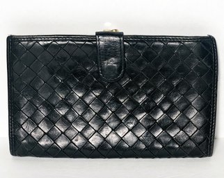 Vintage Bottega Veneta Italy Black Leather Wallet