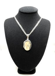 Vintage Italian Sterling Silver Chain With Locket Necklace