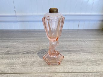 Pink Glass Antique Dolphin Whale Oil Lamp