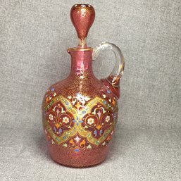 Stunning Antique MOSER / BOHEMIAN Decanter - All Hand Decorated / Enameled - NO Issues  Damage - Attic Fresh