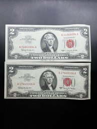 2 Red Seal $2 Bills 1963, 1963-A