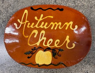 Autumn Cheer Redware Plate, Turtle Creek Pottery, Signed