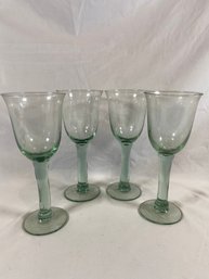 Set Of 4 Hand Blown Wine Glasses