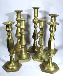 Lot Antique To Vintage Solid Brass Candlestick Holders