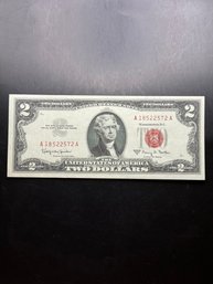 Red Seal $2 Bill 1963-A AU CONDITION