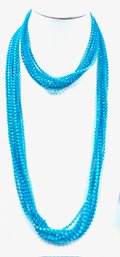 Incredible Vintage 8-strand Multitone Caribbean Blue Pillow Bead Style Necklace